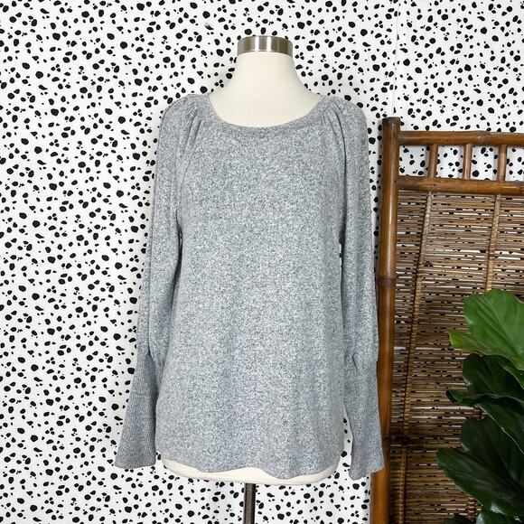 Ann Taylor LOFT Sweaters - NEW Loft | Grey Puff Long Sleeve Marled Knit Pullover Sweater NWT S